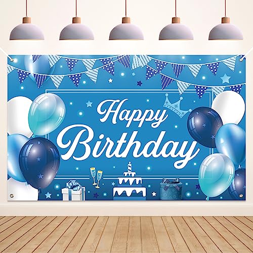 Koliphy Geburtstag Banner Deko, Blau Weiß Happy Birthday Banner Geburtstagsdeko für Männ Frau, Stoff Geburtstagsbanner Dekoration Drinnen und Draußen Koliphy Geburtstag Banner Deko, Blau Weiß Happy Birthday Banner Geburtstagsdeko für Männ Frau, Stoff Geburtstagsbanner Dekoration Drinnen und Draußen von Koliphy