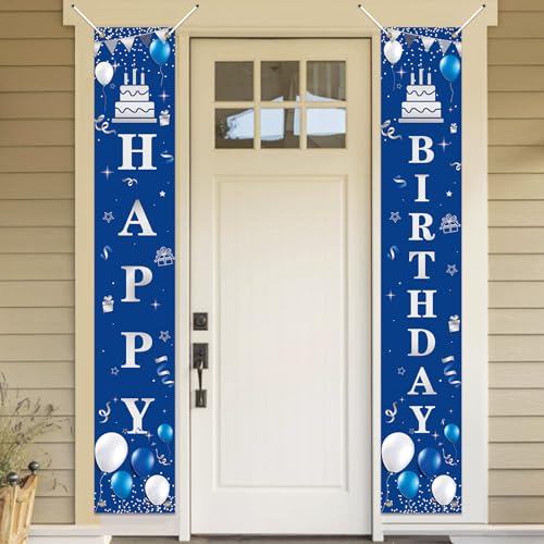 Koliphy Geburtstag Deko, Happy Birthday Banner, Geburtstag Tür Banner für Männer Frauen, Verdicken Stoff Geburtstagsbanner Dekoration für Drinnen Draußen, 180x30cm, Blau Koliphy Geburtstag Deko, Happy Birthday Banner, Geburtstag Tür Banner für Männer Frauen, Verdicken Stoff Geburtstagsbanner Dekoration für Drinnen Draußen, 180x30cm, Blau von Koliphy