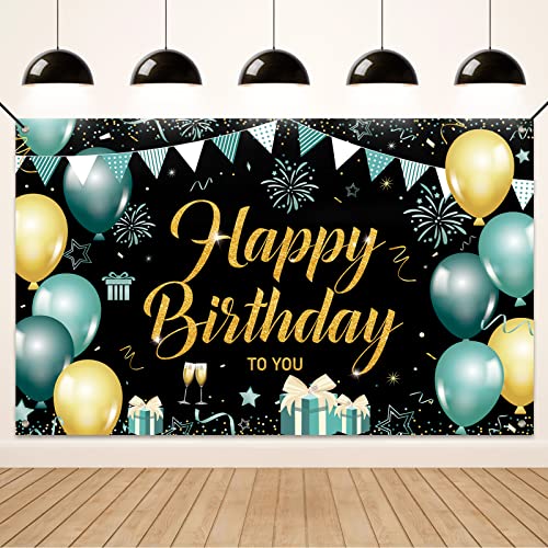Koliphy Geburtstag Deko Banner, Happy Birthday Banner Grün Gold Geburtstagsdeko für Männ Frau, Stoff Geburtstagsbanner Dekoration Drinnen und Draußen Koliphy Geburtstag Deko Banner, Happy Birthday Banner Grün Gold Geburtstagsdeko für Männ Frau, Stoff Geburtstagsbanner Dekoration Drinnen und Draußen von Koliphy