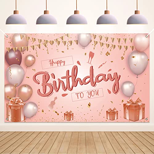 Koliphy Geburtstag Deko Banner, Happy Birthday Banner Rose Gold Geburtstagsdeko für Mädchen Frau, Stoff Geburtstagsbanner Dekoration Drinnen und Draußen Koliphy Geburtstag Deko Banner, Happy Birthday Banner Rose Gold Geburtstagsdeko für Mädchen Frau, Stoff Geburtstagsbanner Dekoration Drinnen und Draußen von Koliphy