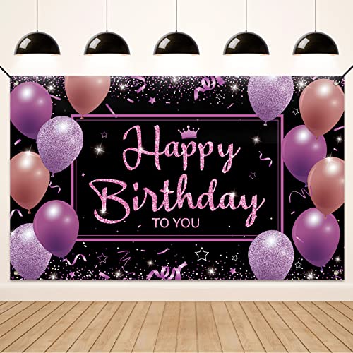Koliphy Geburtstag Deko Banner, Happy Birthday Banner Schwarz Lila Geburtstagsdeko für Mädchen Frau, Stoff Geburtstagsbanner Dekoration Drinnen und Draußen Koliphy Geburtstag Deko Banner, Happy Birthday Banner Schwarz Lila Geburtstagsdeko für Mädchen Frau, Stoff Geburtstagsbanner Dekoration Drinnen und Draußen von Koliphy