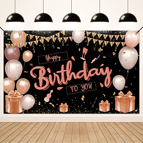 Koliphy Geburtstag Deko Banner, Happy Birthday Banner Schwarz Rose Geburtstagsdeko für Mädchen Frau, Stoff Geburtstagsbanner Dekoration Drinnen und Draußen Koliphy Geburtstag Deko Banner, Happy Birthday Banner Schwarz Rose Geburtstagsdeko für Mädchen Frau, Stoff Geburtstagsbanner Dekoration Drinnen und Draußen von Koliphy
