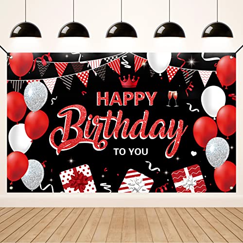 Koliphy Geburtstag Deko Banner, Happy Birthday Banner Schwarz Rot Geburtstagsdeko für Männ Frau, Stoff Geburtstagsbanner Dekoration Drinnen und Draußen Koliphy Geburtstag Deko Banner, Happy Birthday Banner Schwarz Rot Geburtstagsdeko für Männ Frau, Stoff Geburtstagsbanner Dekoration Drinnen und Draußen von Koliphy