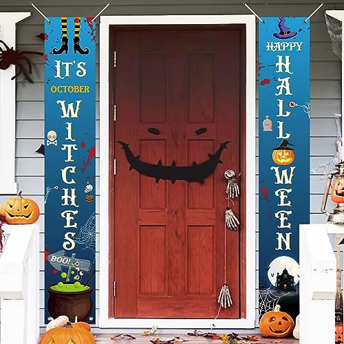 Koliphy Halloween Deko, Blau Halloween Tür Banner Dekoration, Halloween Banner für Halloween Party, Ideal für Zuhause, Garten, Drinnen und Draußen Koliphy Halloween Deko, Blau Halloween Tür Banner Dekoration, Halloween Banner für Halloween Party, Ideal für Zuhause, Garten, Drinnen und Draußen von Koliphy