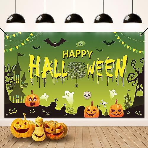 Koliphy Halloween Deko, Grün Halloween Banner Hintergrund Dekoration, Happy Halloween Banner für Halloween Party, Ideal für Zuhause, Garten, Drinnen und Draußen Koliphy Halloween Deko, Grün Halloween Banner Hintergrund Dekoration, Happy Halloween Banner für Halloween Party, Ideal für Zuhause, Garten, Drinnen und Draußen von Koliphy