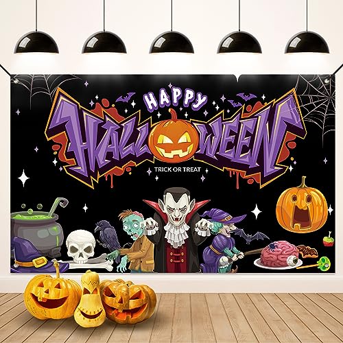 Koliphy Halloween Deko, Lila Halloween Banner Hintergrund Dekoration, Happy Halloween Banner für Halloween Party, Ideal für Zuhause, Garten, Drinnen und Draußen Koliphy Halloween Deko, Lila Halloween Banner Hintergrund Dekoration, Happy Halloween Banner für Halloween Party, Ideal für Zuhause, Garten, Drinnen und Draußen von Koliphy