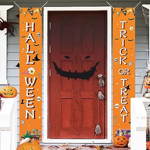 Koliphy Halloween Deko, Orange Halloween Tür Banner Dekoration, Halloween Banner für Halloween Party, Ideal für Zuhause, Garten, Drinnen und Draußen von Koliphy