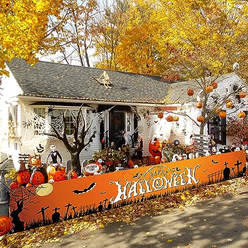 Koliphy Halloween Deko, Super Lang Halloween Banner Hintergrund Dekoration, Happy Halloween Banner für Halloween Party, Ideal für Zuhause, Garten, Drinnen und Draußen Koliphy Halloween Deko, Super Lang Halloween Banner Hintergrund Dekoration, Happy Halloween Banner für Halloween Party, Ideal für Zuhause, Garten, Drinnen und Draußen von Koliphy