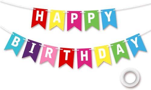 Koliphy Happy Birthday Girlande, Bunt Geburtstagsdeko, Geburtstag Banner Deko für alle Altersgruppen von Koliphy