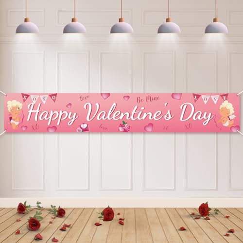 Koliphy Valentinstag Banner, Groß Cupido XOXO Valentinstag Dekon, Happy Valentine Banner für Valentinstag, Hochzeit, Heiratsantrag(300 cm x 50 cm) von Koliphy