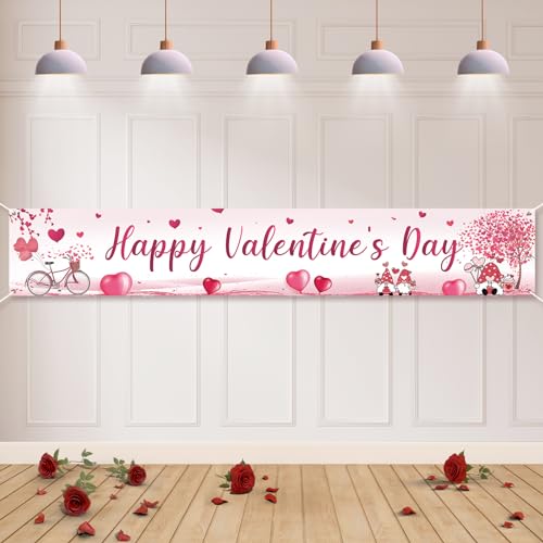 Koliphy Valentinstag Banner, Groß Liebe Herz Baum Valentinstag Deko, Happy Valentine's Day Banner für Valentinstag, Hochzeit, Heiratsantrag(300 cm x 50 cm) von Koliphy