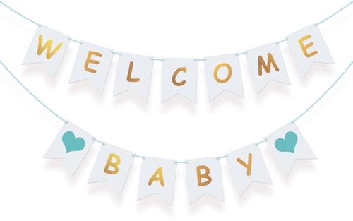 Koliphy Welcome Baby Deko, Blau Welcome Baby Girlande Deko Willkommen Baby Banner für Babyparty, Zuhause Empfang, Baby Shower, Kindergeburtstag Dekoration Junge Koliphy Welcome Baby Deko, Blau Welcome Baby Girlande Deko Willkommen Baby Banner für Babyparty, Zuhause Empfang, Baby Shower, Kindergeburtstag Dekoration Junge von Koliphy