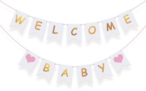 Koliphy Welcome Baby Girlande, Rosa Welcome Baby Deko Willkommen Baby Banner für Babyparty, Zuhause Empfang, Baby Shower, Kindergeburtstag Dekoration Mädchen Koliphy Welcome Baby Girlande, Rosa Welcome Baby Deko Willkommen Baby Banner für Babyparty, Zuhause Empfang, Baby Shower, Kindergeburtstag Dekoration Mädchen von Koliphy