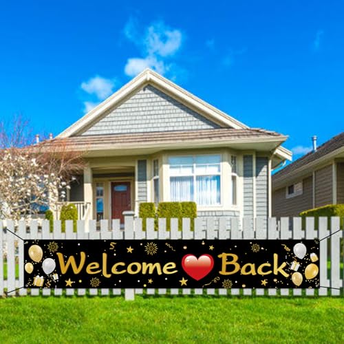 Koliphy Welcome Back Deko, Welcome Back Banner, Lang Willkommen Zurück Banner für Familienfeiern Klassenzimmer Schule Saison Familie Party Dekoration, Schwarz Gold, 180 x 30cm Koliphy Welcome Back Deko, Welcome Back Banner, Lang Willkommen Zurück Banner für Familienfeiern Klassenzimmer Schule Saison Familie Party Dekoration, Schwarz Gold, 180 x 30cm von Koliphy