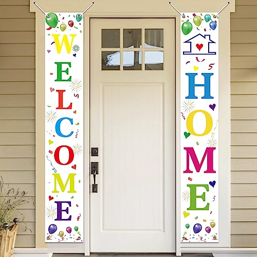 Koliphy Welcome Home Deko, Willkommen Zuhause Tür Banner für Heimkehr, Familie Rückkehr Familienfeiern Party Dekoration, Weiß Welcome Home Banner, 70.8 x 11.8Zoll von Koliphy