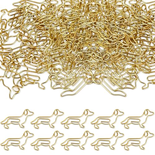 50 Stück Büroklammern, Dackel Gold Büroklammern Motiv, Interessanter Büroklammer Groß Aktenklammer Paper Clips für Klassenzimmer Büro Schule, Praktische Dackel Geschenke von Komergave