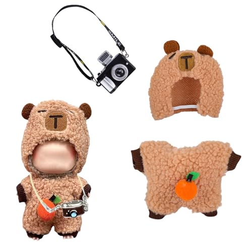 Puppe Kleidung, Niedliche Plüsch Puppenkleidung Tragen Einer Kamera, Mini Puppen, 17cm Plüsch Bekleidung, Wechselbare Outfits, Ideales Kinder Geschenk von Komergave