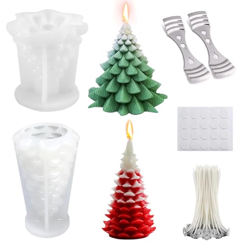 Komicea Kerzen Formen Silikon Silikonformen Gießformen Weihnachten, Kerzenformen zum Gießen, Kerzen Selber Machen Set Silikonformen Kerzenform für Weihnachtsdeko, Aromatherapie Kerzen, Handarbeit von Komicea