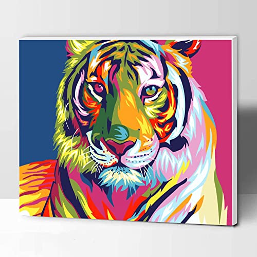 KOMKING Malen nach Zahlen für Kinder Erwachsene mit Rahmen, DIY Acryl Malen nach Zahlen Leinwand Kit, Bunter Tiger, 30,5 x 40,6 cm KOMKING Malen nach Zahlen für Kinder Erwachsene mit Rahmen, DIY Acryl Malen nach Zahlen Leinwand Kit, Bunter Tiger, 30,5 x 40,6 cm von KOMKING