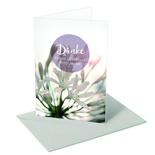Trauer Danksagung- Blüte weiß/ Inhalt: 5 Klappkarten + 5 BU Trauer Danksagung- Blüte weiß/ Inhalt: 5 Klappkarten + 5 BU von Komma³