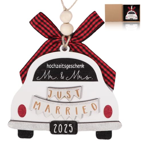 Just Married Auto Deko Ornament 2025, mr und mrs Hochzeitsgeschenke für die Braut - Zukünftige Herr und Frau Geschenke, Holzornament für Braut und Bräutigam - Hochzeit Geschenke Just Married Auto Deko Ornament 2025, mr und mrs Hochzeitsgeschenke für die Braut - Zukünftige Herr und Frau Geschenke, Holzornament für Braut und Bräutigam - Hochzeit Geschenke von Komoke