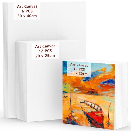 Koncci Leinwand zum Bemalen - 30 Stück(20x20, 20x25, 30x40 cm) Leinwand Set aus Baumwolle, Multi-Größen Canvas Painting, Leinwände für Acrylfarben Anfänger Studentin Künstlerin (Nicht Keilrahmen) von Koncci