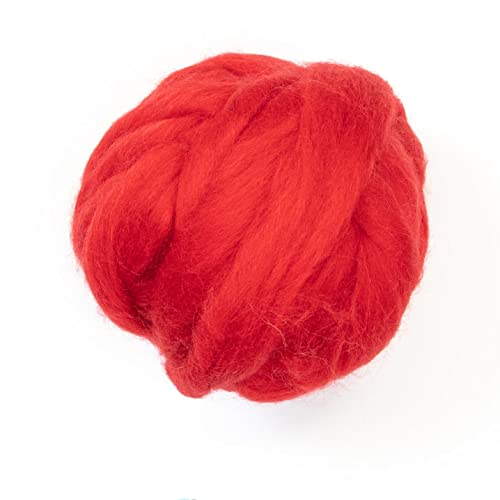 Kondoos Gefärbtes Wollvlies, wool roving, 225 gr. beste Qualitätsnaturwolle zum Nadelfilzen, Nassfilzen, Filzwolle Trockenfilzen, Spinnen und für Kunsthandwerkliches geeignet. (rot, 8oz) von Kondoos