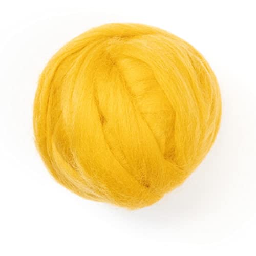 Kondoos Gefärbtes Wollvlies, wool roving, 225 gr. beste Qualitätsnaturwolle zum Nadelfilzen, Nassfilzen, Filzwolle Trockenfilzen, Spinnen und für Kunsthandwerkliches geeignet. (senf, 8oz) von Kondoos