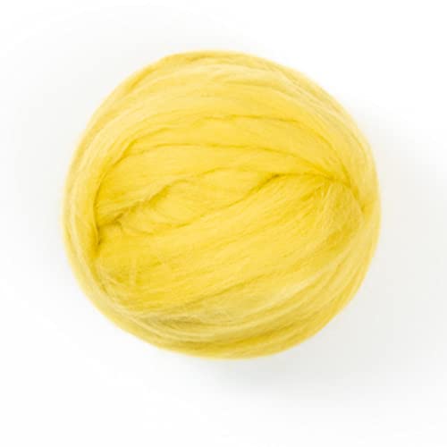 Kondoos Gefärbtes Wollvlies, wool roving, 225 gr. beste Qualitätsnaturwolle zum Nadelfilzen, Nassfilzen, Filzwolle Trockenfilzen, Spinnen und für Kunsthandwerkliches geeignet. (zitronengelb, 8oz) von Kondoos