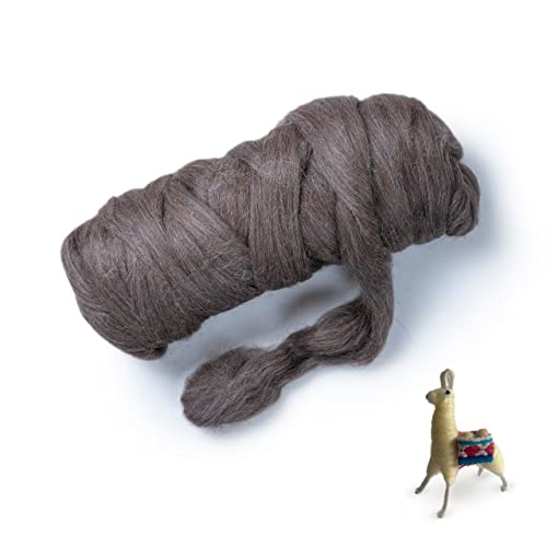 Kondoos Lama-Wollgarn, ähnlich Alpaka, 0,5 kg, ideal für Nadelfilzen, Basteln und Spinnen. Natürliche Farben, ungefärbt. (Grau PG, 0,5 kg) von Kondoos
