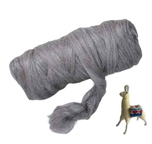 Kondoos Llamawolle Vorgarn (ähnlich Alpaka), 0,5 kg Am besten zum Nadelfilzen, Basteln und Spinnen. natürliche Farben, ungefärbt (Hellgrau PMG, 0,5 kg) von Kondoos
