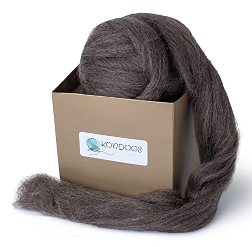 Kondoos natürliche Farbe Wollvlies, wool roving, 225 gr (8oz) beste Qualitätsnaturwolle zum Nadelfilzen, Nassfilzen, Spinnen und für Kunsthandwerkliches geeignet. (mokka, 8oz) von Kondoos