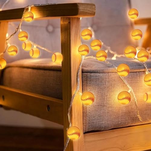 Konesky Baseball-Lichterkette, 20 LEDs, batteriebetrieben, 3 m, Baseball-Lichterkette, für Innen- und Außenbereich, Party-Dekorationen, Baseball-Ornamente für Kinder und Kinderzimmer Konesky Baseball-Lichterkette, 20 LEDs, batteriebetrieben, 3 m, Baseball-Lichterkette, für Innen- und Außenbereich, Party-Dekorationen, Baseball-Ornamente für Kinder und Kinderzimmer von Konesky