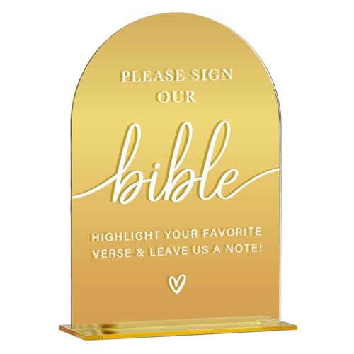 Acryl-Hochzeitsschild, Brautparty-Dekorationen, bitte unterschreiben Sie unser Bibelschild für Zeremonie, moderne Schriftart, Tischschilder, goldfarbene spiegelgewölbte Acryl-Tischschilder für Acryl-Hochzeitsschild, Brautparty-Dekorationen, bitte unterschreiben Sie unser Bibelschild für Zeremonie, moderne Schriftart, Tischschilder, goldfarbene spiegelgewölbte Acryl-Tischschilder für von KongMoTree