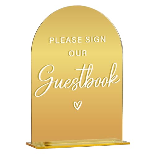 Acryl-Hochzeitsschild, Brautparty-Dekorationen, bitte unterschreiben Sie unser Gästebuch-Schild für Zeremonie, moderne Schriftart, Tischschilder, goldfarben, spiegelgewölbte Acryl-Tischschilder für Acryl-Hochzeitsschild, Brautparty-Dekorationen, bitte unterschreiben Sie unser Gästebuch-Schild für Zeremonie, moderne Schriftart, Tischschilder, goldfarben, spiegelgewölbte Acryl-Tischschilder für von KongMoTree