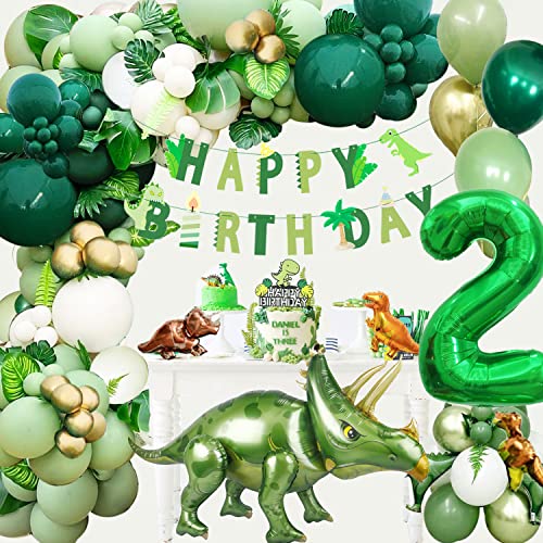 Dino Geburtstag Deko 2 Jahre, Geburtstagsdeko 2 Jahre Junge, Dino Deko Kindergeburtstag, Deko 2. Geburtstag Junge Mädchen, Dinosaurier Geburtstag Deko, Grün Dino Folienballon Safari Geburtstagsdeko von Konoz