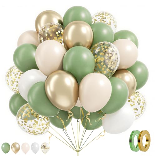 Luftballons Grüne, Ballons Geburtstag Helium,Geburtstagsdeko, 60 Stück 12 Zoll Weiß Metalle Gold Konfetti Ballons Girlande für Hochzeit Taufe Baby Shower Graduierung Wild One Party Deko Luftballons Grüne, Ballons Geburtstag Helium,Geburtstagsdeko, 60 Stück 12 Zoll Weiß Metalle Gold Konfetti Ballons Girlande für Hochzeit Taufe Baby Shower Graduierung Wild One Party Deko von Konoz