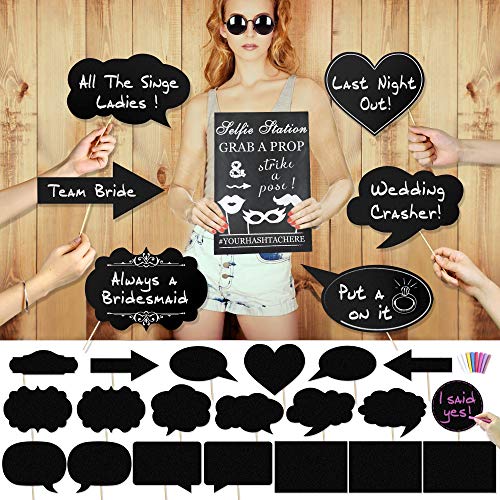 Konsait 20pcs DIY Photo Booth Props Größe Foto Requisiten fotoaccessoires Hochzeit mit bunten Kreide für Partys Hochzeitsfest Wiedervereinigung Geburtstag von Konsait