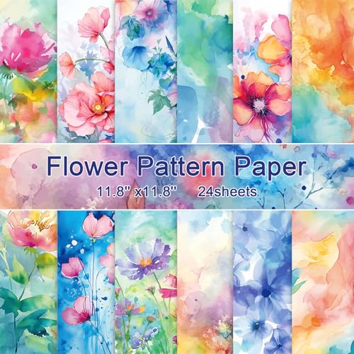 Konsait 24 Blätter Blumen-Scrapbook-Papier 12x12 Aquarell-Muster-Papier doppelseitiges Scrapbook-Papier Bastelpapier Konsait 24 Blätter Blumen-Scrapbook-Papier 12x12 Aquarell-Muster-Papier doppelseitiges Scrapbook-Papier Bastelpapier von Konsait