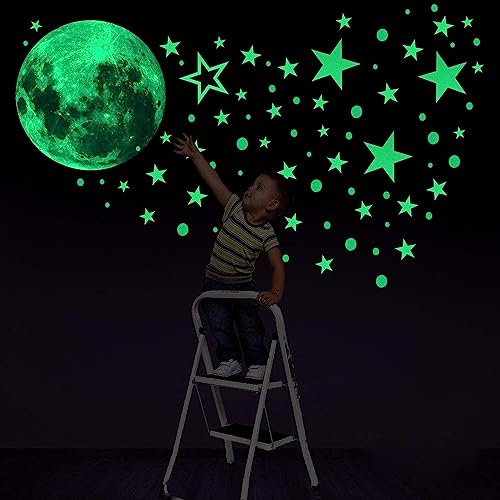 Konsait Leuchtsticker Wandtattoo, 435pcs Leuchtsterne Punkten und Mond Fluoreszierend Wandsticker Wandaufkleber DIY für Schlafzimmer Jungen Mädchen Kinderzimmer von Konsait