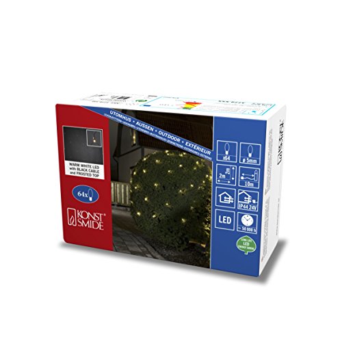 Konstsmide, 3779-100, Micro LED Lichternetz, gefrostet, 64 warm weiße Dioden, 24V_Außentrafo, schwarzes Kabel Konstsmide, 3779-100, Micro LED Lichternetz, gefrostet, 64 warm weiße Dioden, 24V_Außentrafo, schwarzes Kabel von Konstsmide