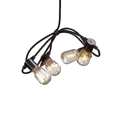 Konstsmide 2386-800 LED Biergartenlichterkette, klar / für Außen (IP44) / 20 klare Birnen/ 40 bernsteinfarbene Dioden / 6V Außentrafo / schwarzes Kabel, 20 Birnen von Konstsmide