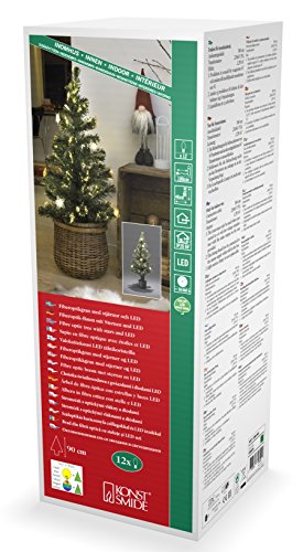 Konstsmide LED Fiberoptik Weihnachtsbaum, grün, mit gold- und silberfarbenen Metallsternen, 12 warm weiße Dioden, 6V Innentrafo, schwarzes Kabel - 3398-900 von Konstsmide