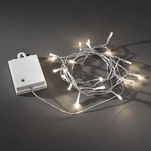 Konstsmide 3728-103 LED Lichterkette / für Außen (IP44) / Batteriebetrieben: 2xD 1.5V (exkl.) / mit Lichtsensor, 6h und 9h Timer / 80 Dioden / transparentes Kabel, weiß von Konstsmide