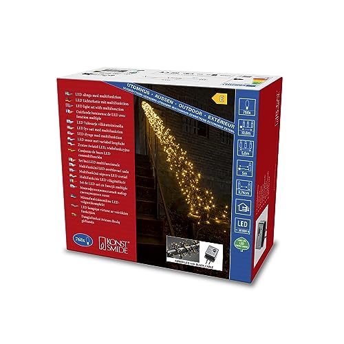 Konstsmide Micro LED Büschellichterkette Cluster, mit 8 Funktionen, Steuergerät und Memoryfunktion, 768 bernsteinfarbene Dioden, 36V Außentrafo, schwarzes Kabel - 3862-800 von Konstsmide