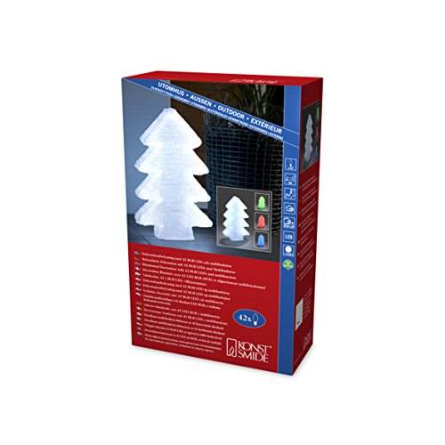 Konstsmide 6126-500 LED Acrylfigur "Tannenbaum" / für Außen (IP44) / 12V Außentrafo /mit 6 Farbwechselfunktionen / 42 RGB Dioden / transparentes Kabel, Klar von Konstsmide
