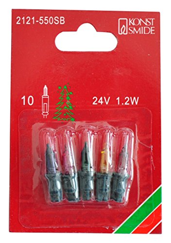 Konstsmide Ersatzbirne, 5er-Blister, bunt, 24V, 1.2W, grüne Steckfassung - 2121-550SB Konstsmide Ersatzbirne, 5er-Blister, bunt, 24V, 1.2W, grüne Steckfassung - 2121-550SB von Konstsmide