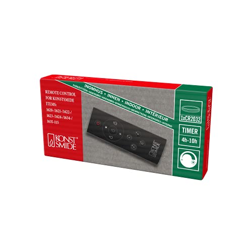 Konstsmide Fernbedienung, schwarz, 4-6-8-10h Timer, statisch, flackernd, 5 Stufen Dimmer, 2 langsame/schnelle Modi, für: 1620/1621/1622/1623/1624/1634/1635, Batterie: 1 x CR2032 3V (inkl.) - 1651-700 von Konstsmide