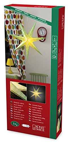 Konstsmide Grüner Papierstern, perforiert und mit weiß bedrucktem Muster, 7 Zacken, inkl. Anschlusskabel mit an/aus Schalter, ohne Leuchmittel, E14 Gewinde, 230V, Innen, weißes Kabel - 2933-920 Konstsmide Grüner Papierstern, perforiert und mit weiß bedrucktem Muster, 7 Zacken, inkl. Anschlusskabel mit an/aus Schalter, ohne Leuchmittel, E14 Gewinde, 230V, Innen, weißes Kabel - 2933-920 von Konstsmide