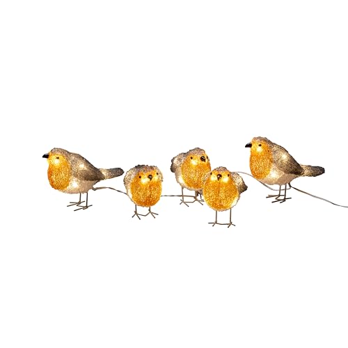 Konstsmide LED Acryl Rotkehlchen, 5er-Set, 40 warm weiße Dioden, 24V, Außen (IP44), weißes Kabel - 6245-103, Orange von Konstsmide
